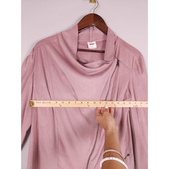 Mote Faux Suede Asymmetrical Zip Jacket Blush Pink Size Large - Picture 6 of 12